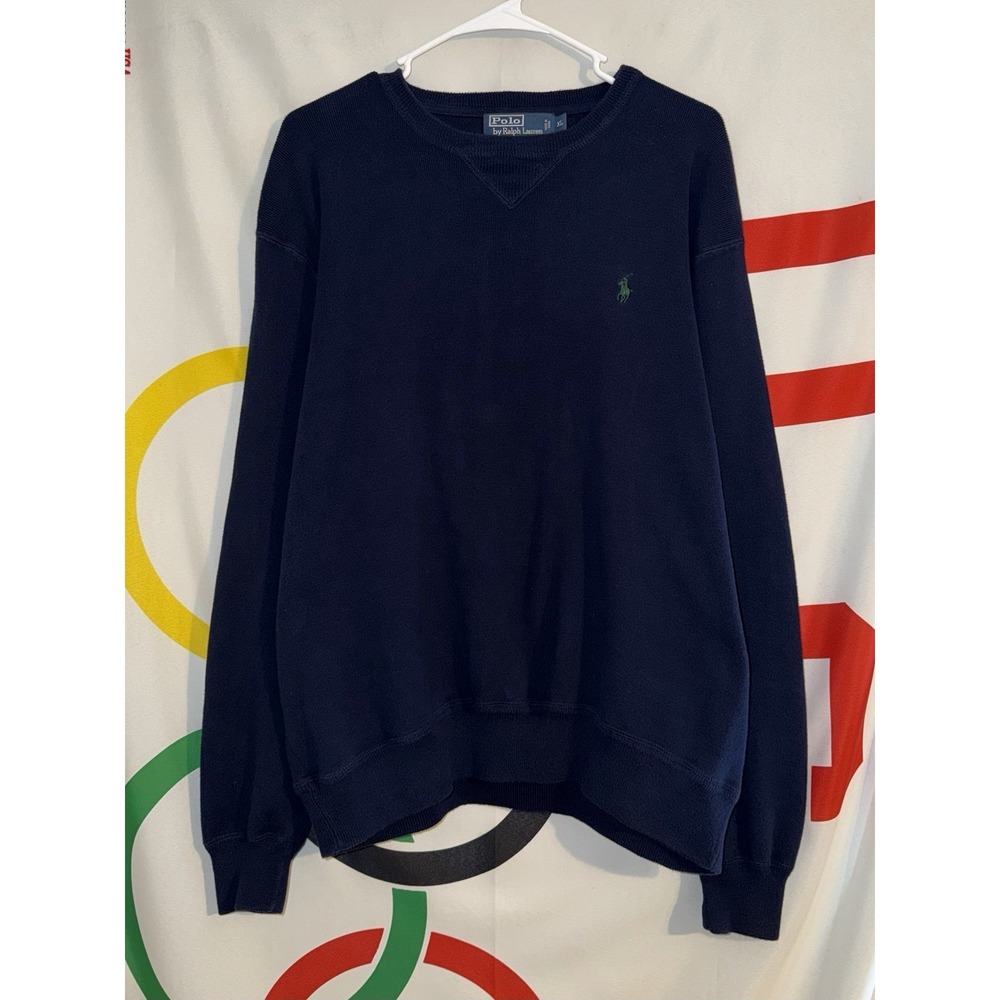Polo Ralph Lauren Sweater Mens XL Navy Blue Cotton Crewneck
